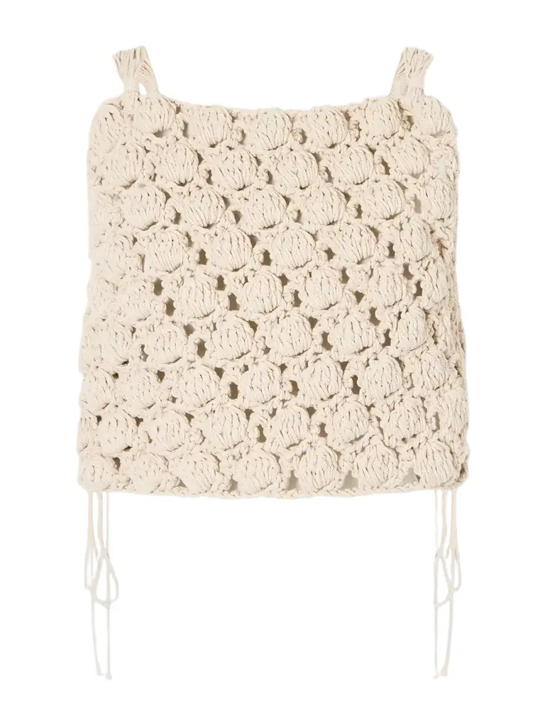 Balmain Cropped Crochet Cotton Top