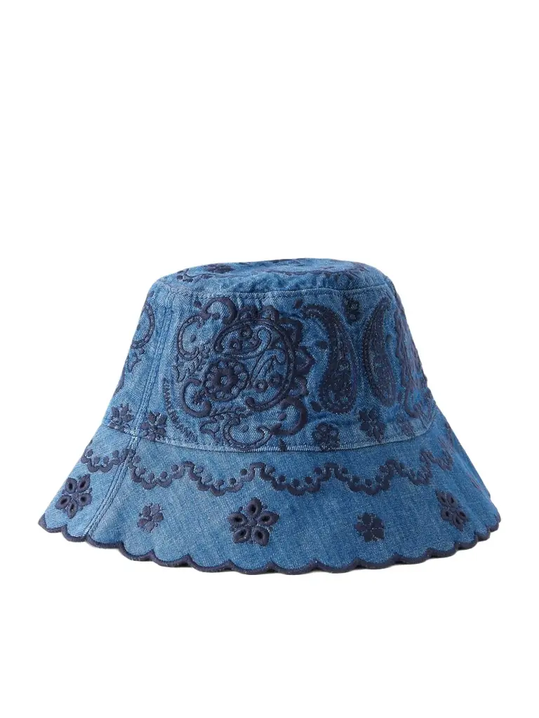Zimmermann Embroidered Denim Bucket Hat