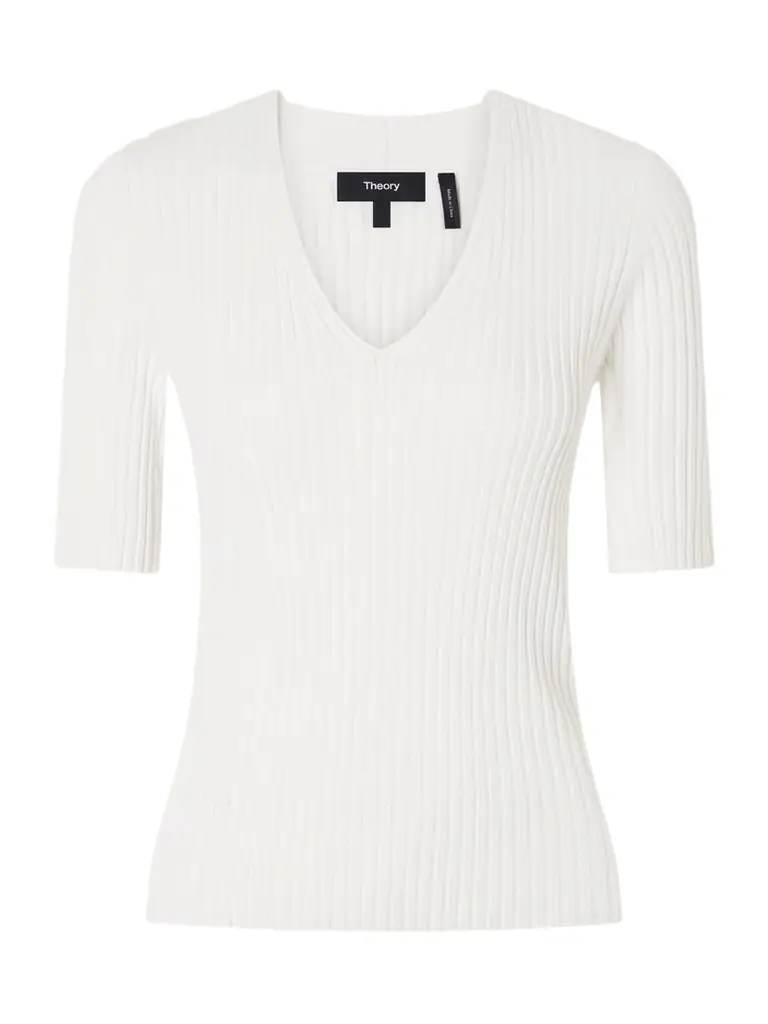 Theory Pointelle-knit Crepe T-shirt