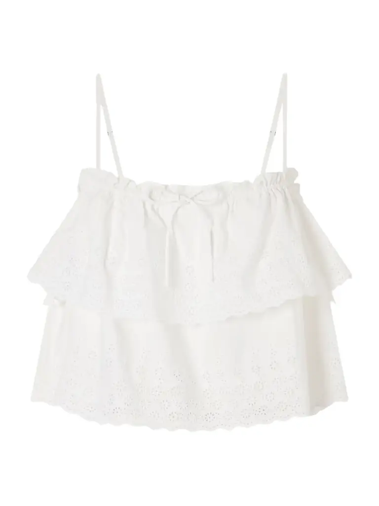 Veronica Beard Oseanna Ruffled Broderie Anglaise Cotton Top