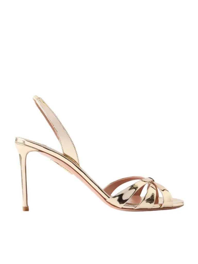 Aquazzura Tati 85 Metallic Leather Sandals