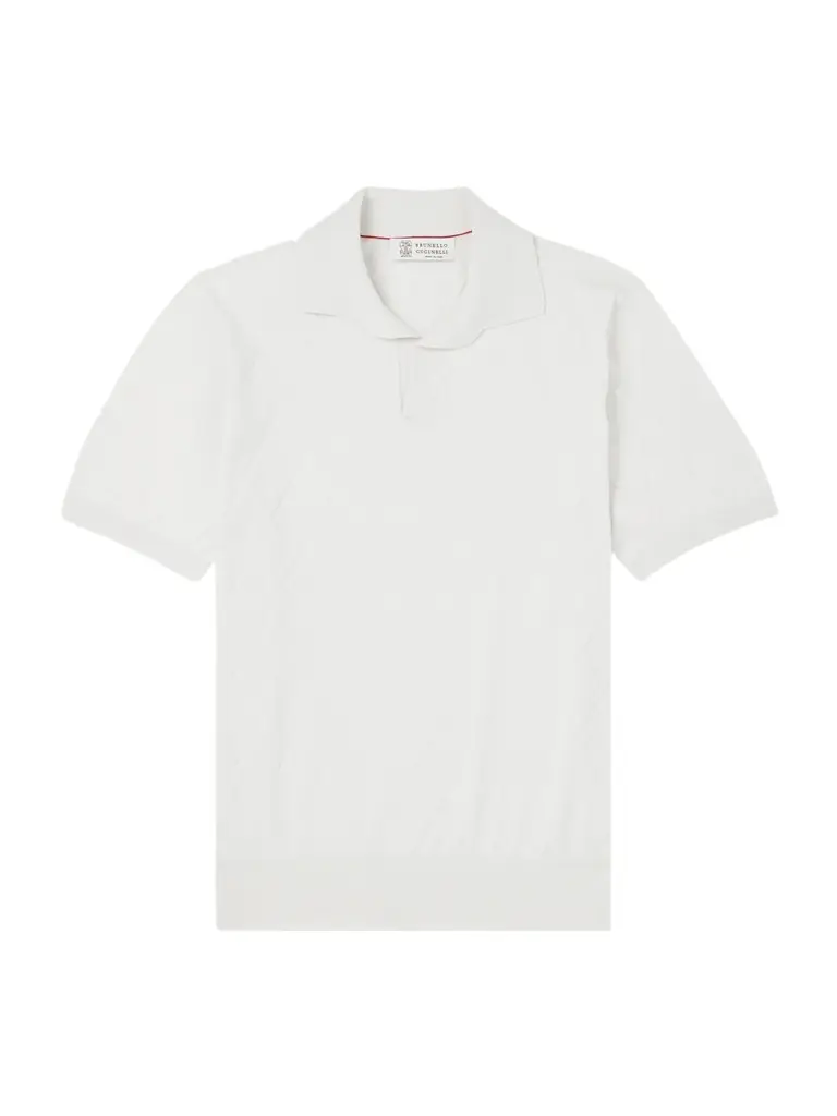 Brunello Cucinelli Open-Collar Knitted Cotton Polo Shirt - Men