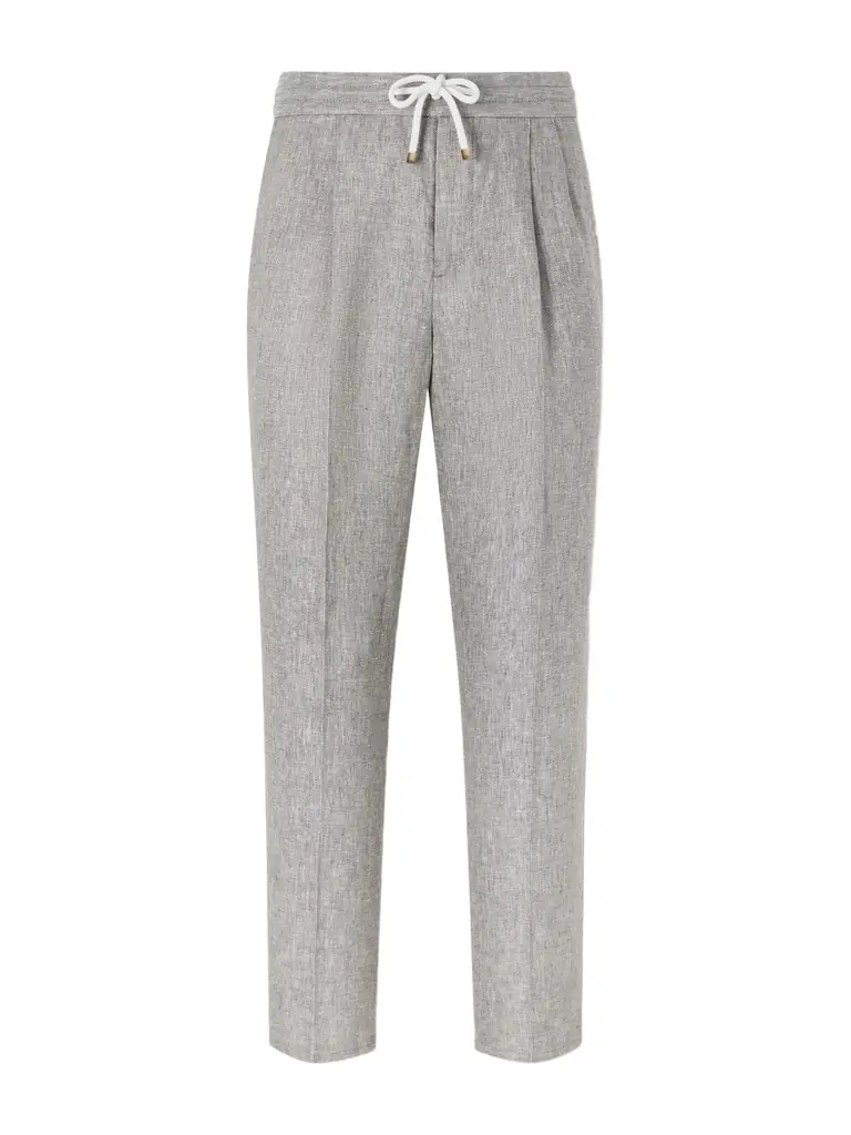 Brunello Cucinelli Straight-Leg Pleated Hemp and Linen-Blend Twill Trousers - Men