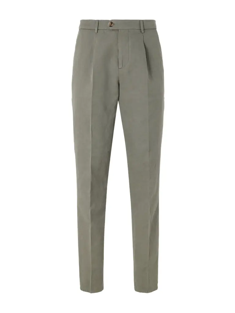 Brunello Cucinelli Straight-Leg Pleated Cotton and Linen-Blend Trousers - Men