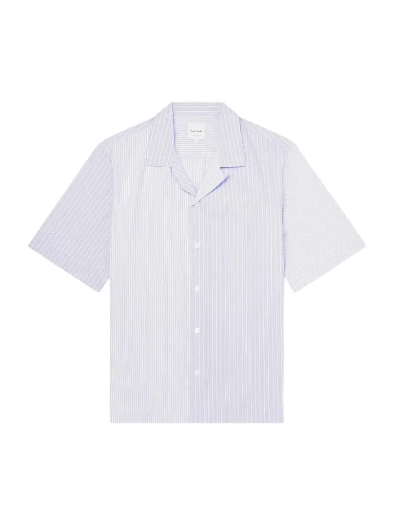 Paul Smith Camp-Collar Striped Cotton-Poplin Shirt - Men