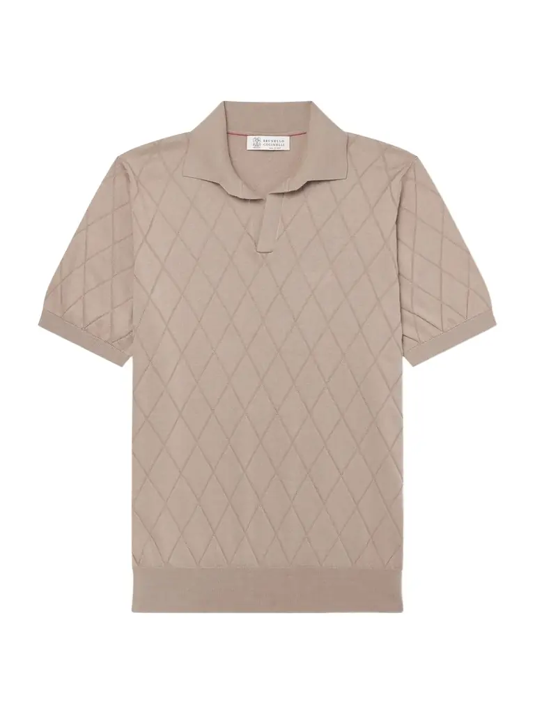 Brunello Cucinelli Open-Collar Knitted Cotton Polo Shirt - Men