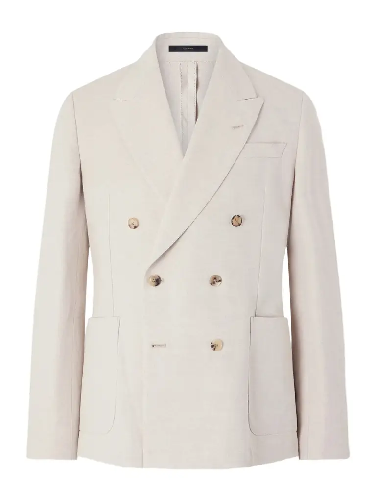 Paul Smith Double-Breasted Linen and Cotton-Blend Blazer - Men