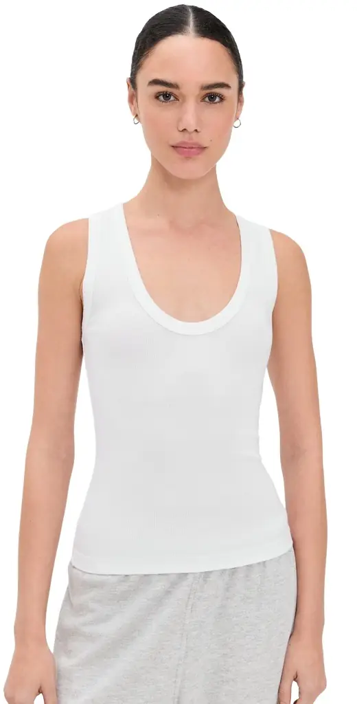 perfectwhitetee Jordan U Neck Ribbed Tank White