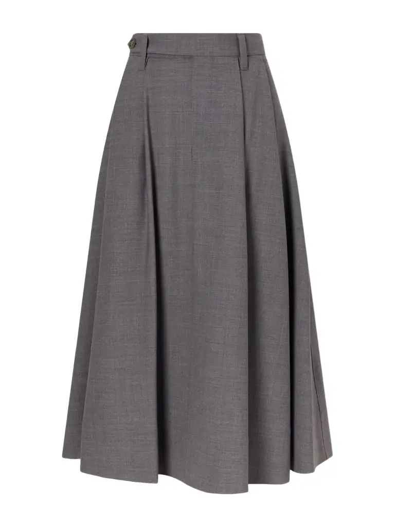 Brunello Cucinelli Pleated Wool-blend Midi Skirt