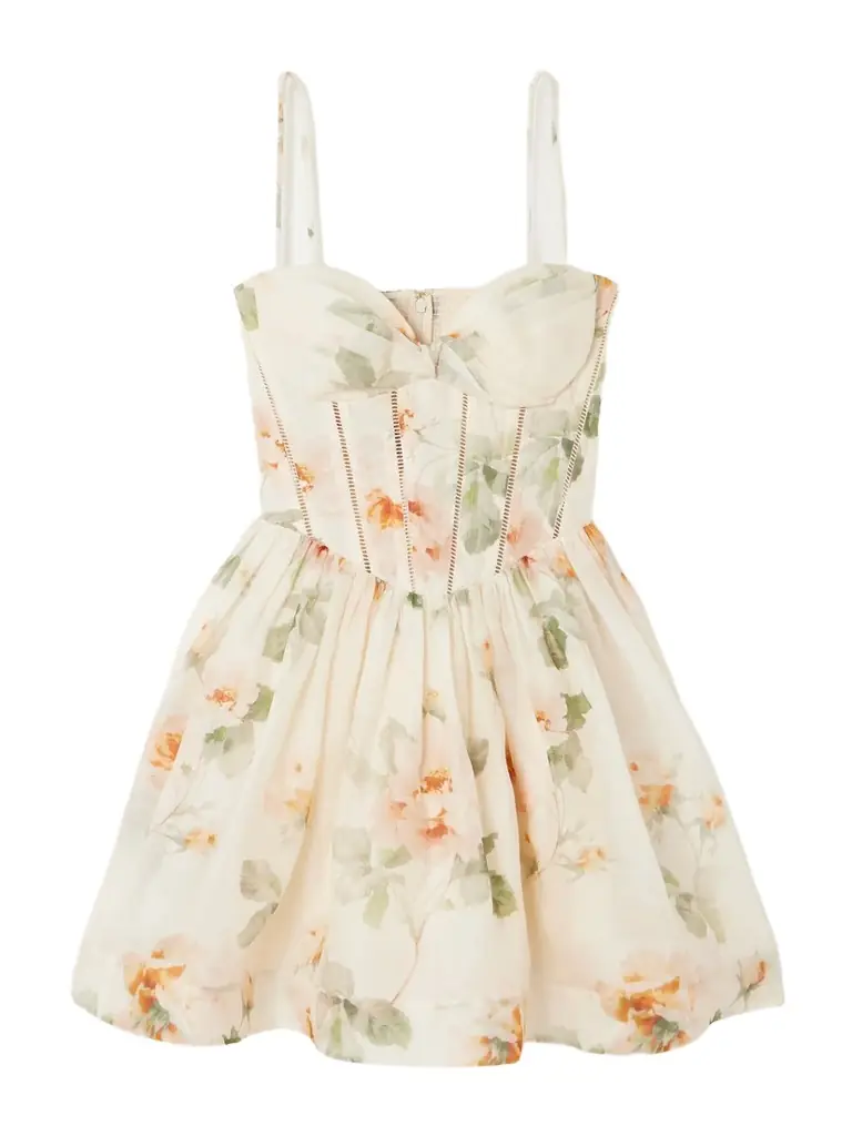 Zimmermann Carousel Floral-print Linen And Silk-blend Mini Dress