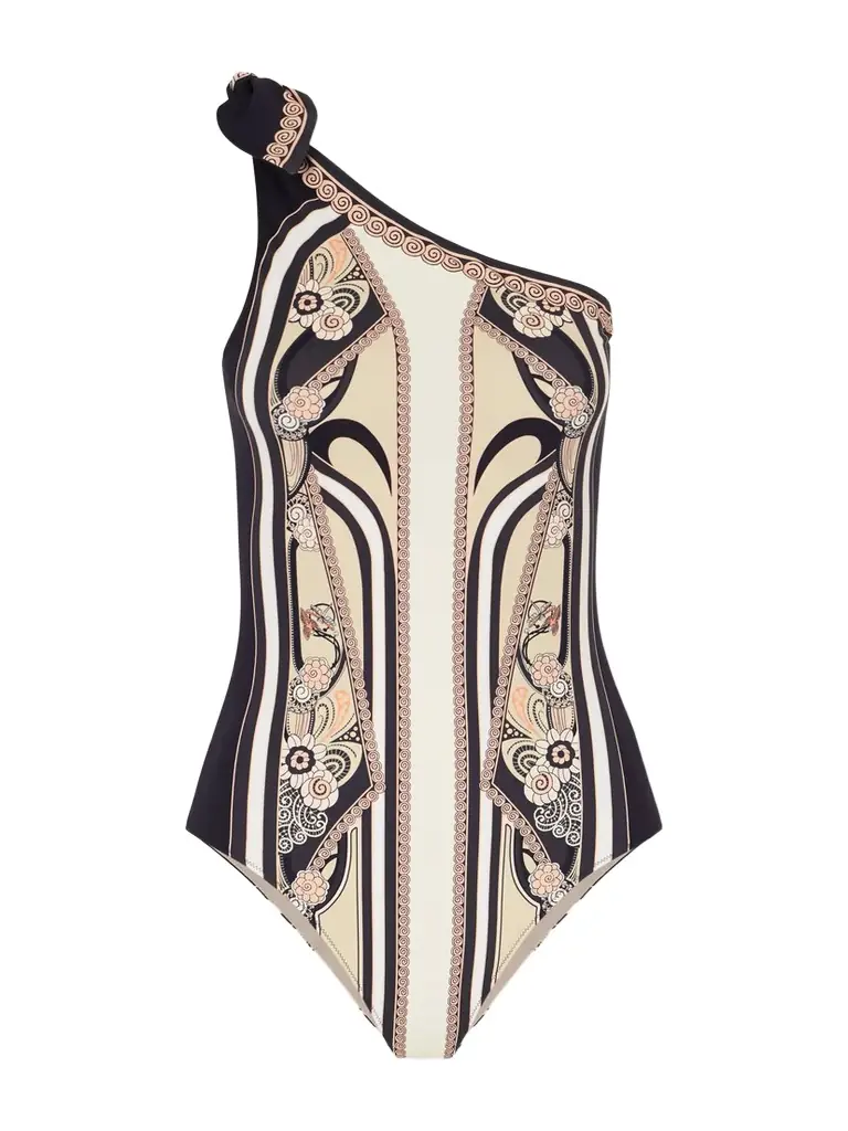 La DoubleJ Goddess One-shoulder Printed Swimsuit