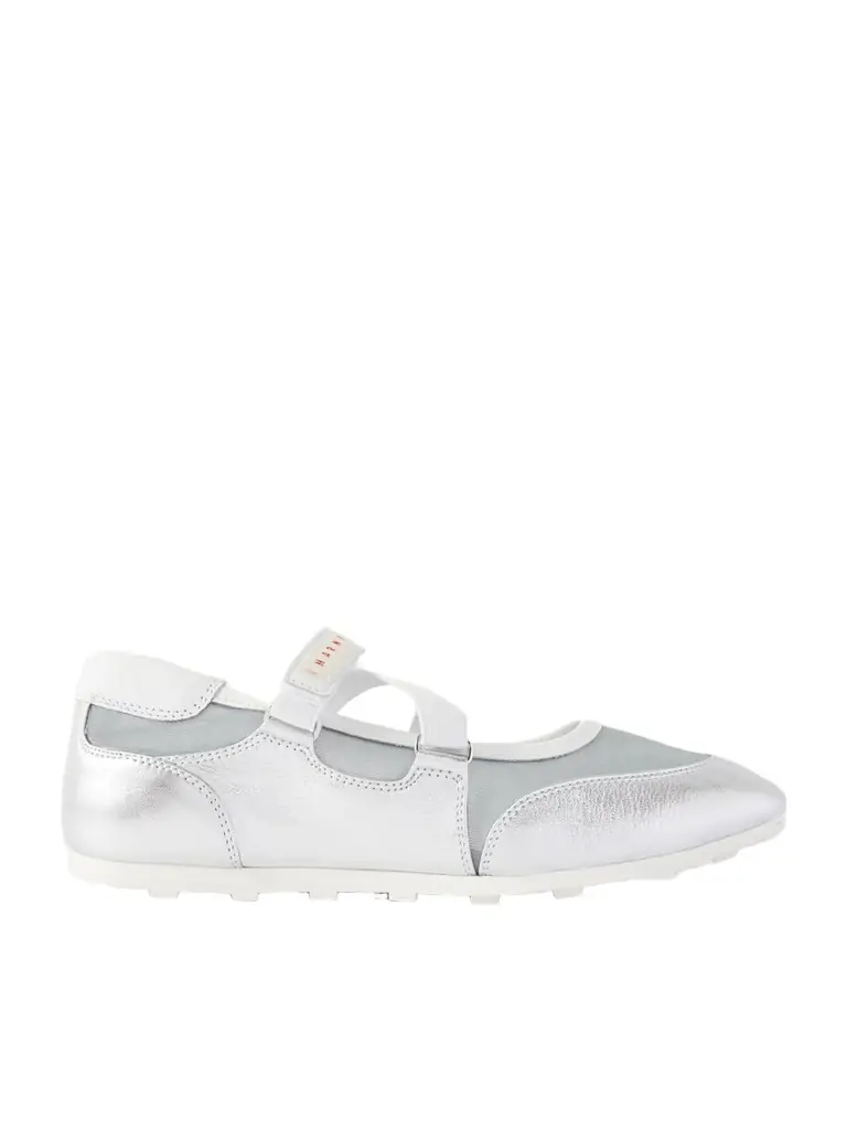 Marni Metallic Leather-trimmed Mesh Sneakers