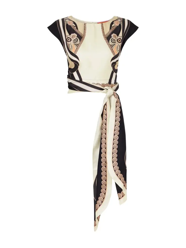 La DoubleJ Tie-detailed Printed Silk-twill Blouse