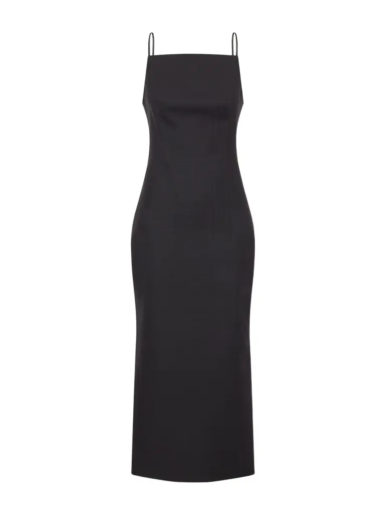 Givenchy Sliced Kickback Grain De Poudre Wool Midi Dress