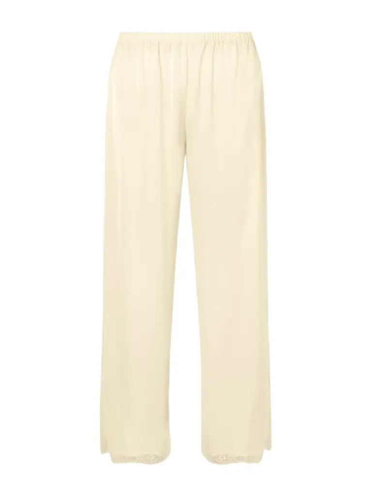 Faithfull Adnina Lace-trimmed Recycled-satin Wide-leg Pants