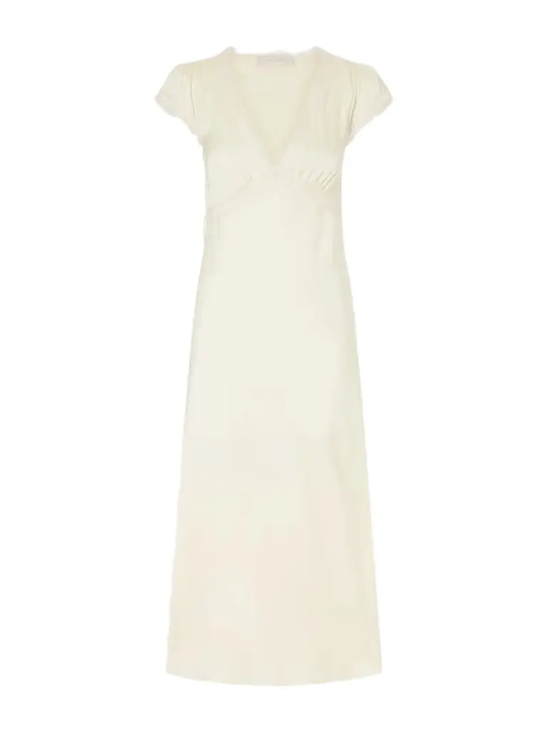 faithfull hedy strapless gathered linen and voile maxi dress Faithfull Hedy Strapless Gathered Linen And Voile Maxi Dress