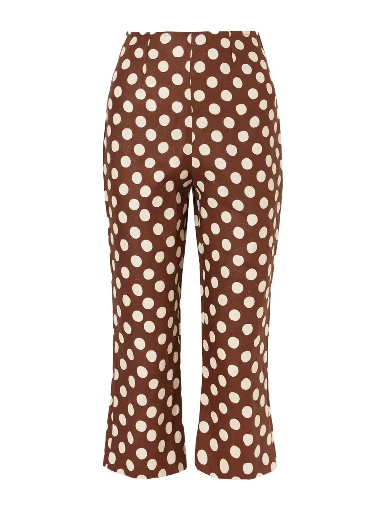 Faithfull Valeria Polka-dot Linen Straight-leg Capri Pants