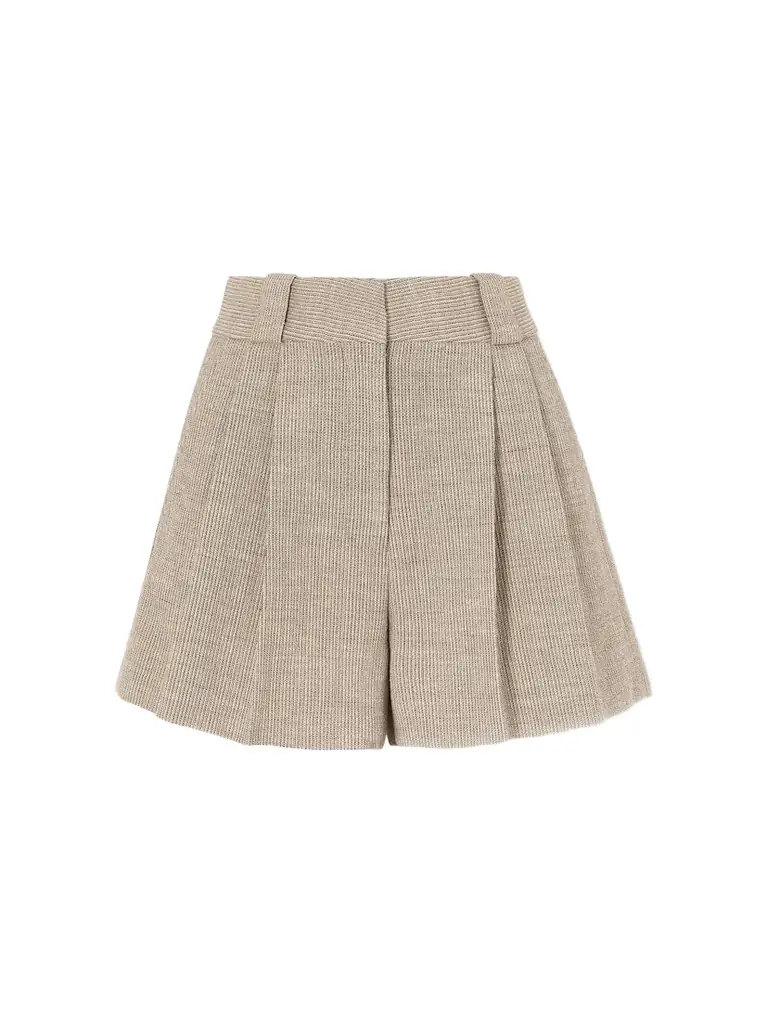 Blazé Milano Marina Selle Pleated Ribbed Cotton-blend Shorts