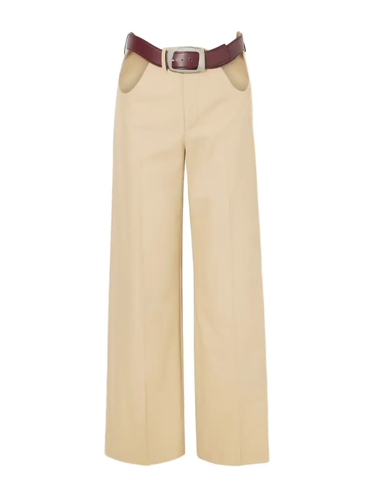 Jean Paul Gaultier Cut-out Mid-rise Straight-leg Cotton Pants
