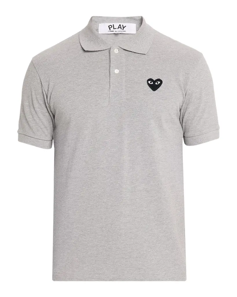 Comme des Garcons Men 's Black Heart Cotton Polo Shirt