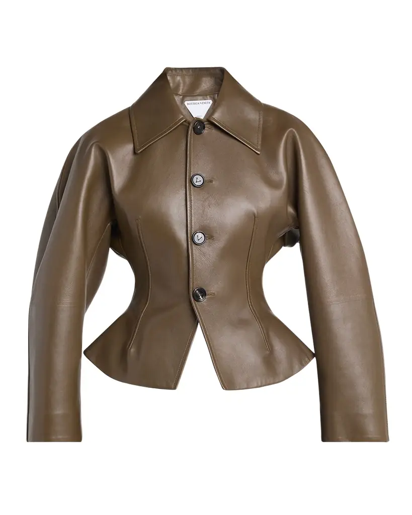 Bottega Veneta Soft Nappa Leather Waister Shirt Jacket