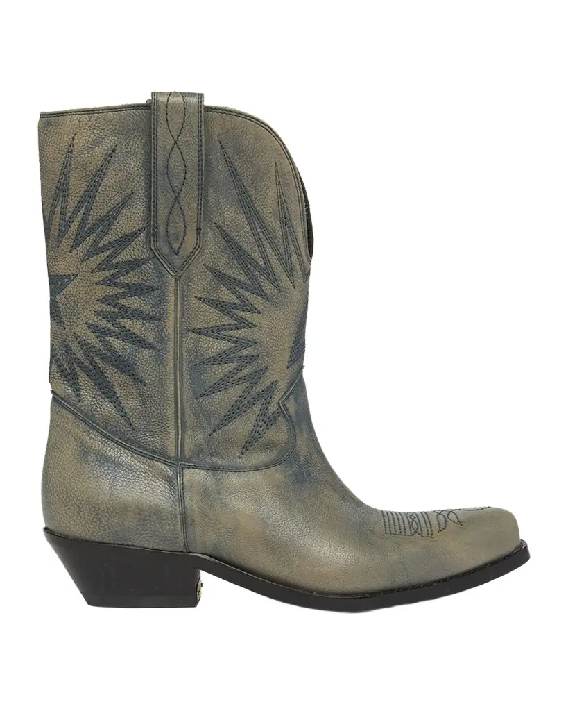 Golden Goose Wish Star Treated Leather Western Boots