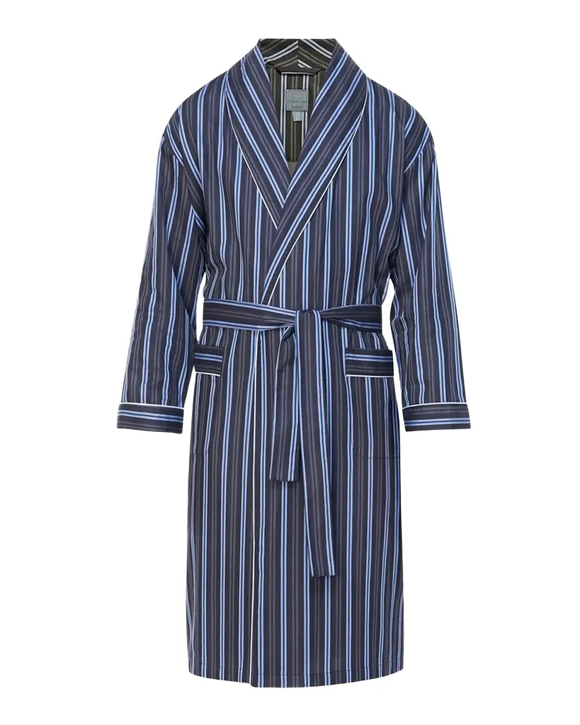 Majestic International Men 's Sateen Multi-Stripe Shawl Robe