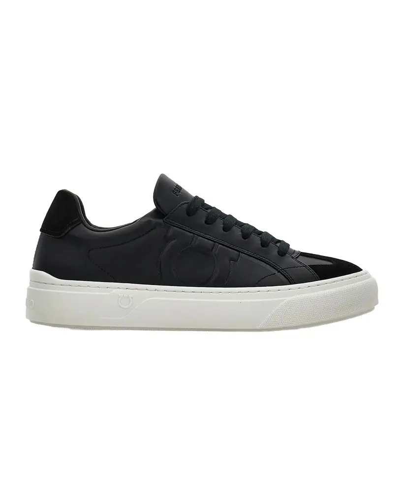 Ferragamo Men 's Gancini Leather Low-Top Sneakers