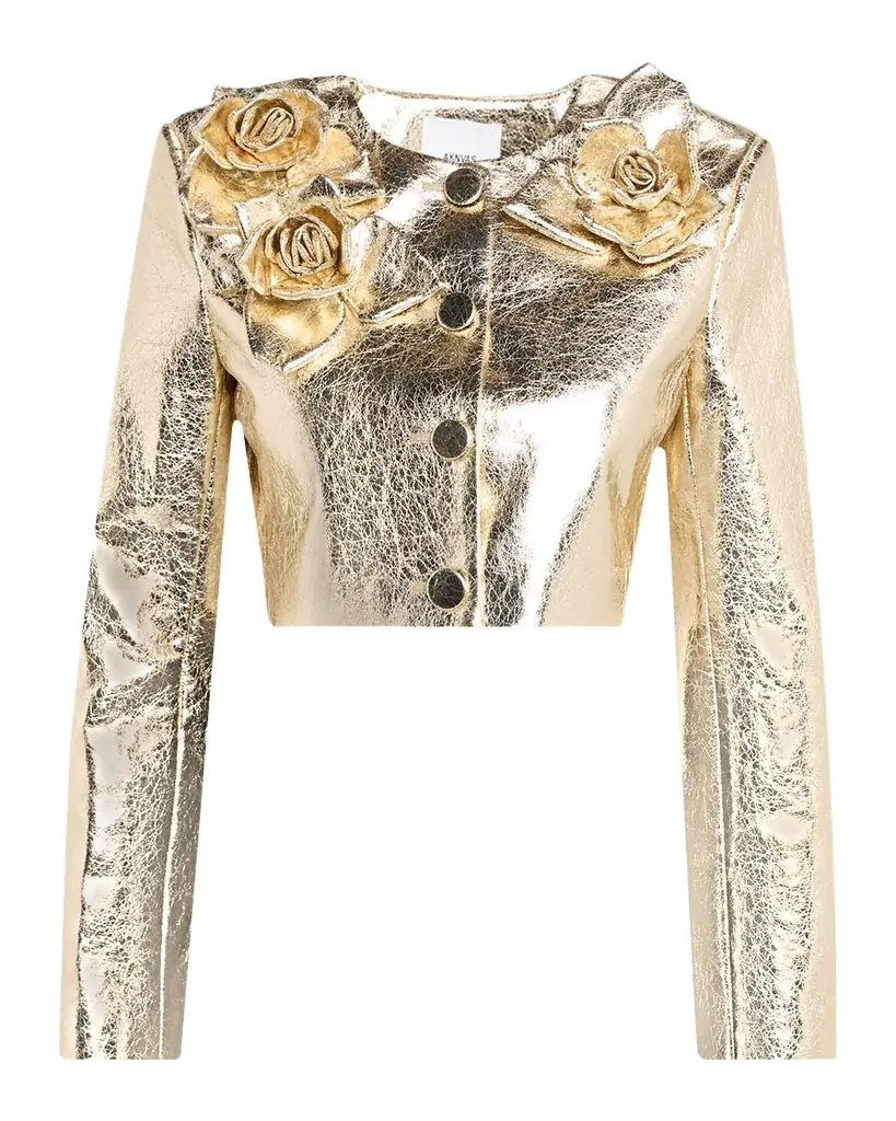 AKNVAS Signe Metallic Jacket with Flower Appliqué