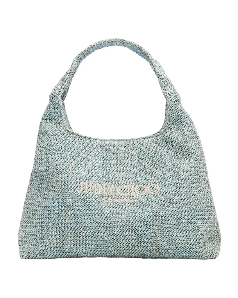 Jimmy Choo Beach Diamond Raffia Hobo Bag