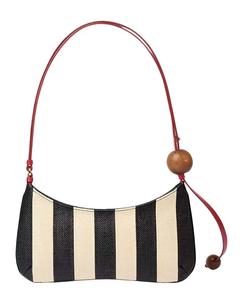 Jacquemus Le Bisou Perle Striped Raffia Shoulder Bag
