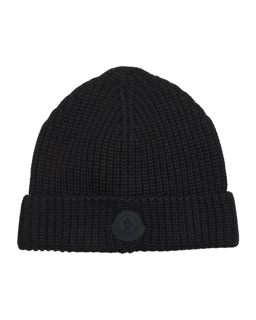 Moncler Men 's Cotton Knit Logo Beanie Hat