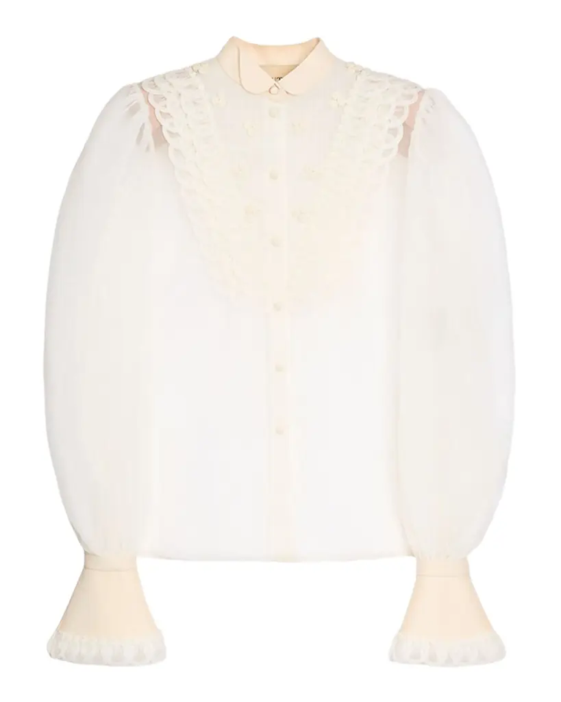 Valentino Garavani Embroidered Organza Bib Shirt