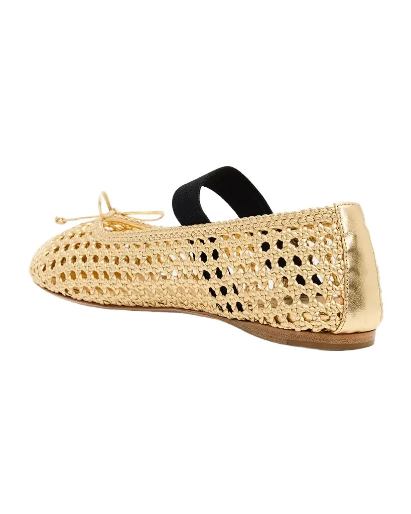 Miu Miu Metallic Leather Crochet Ballerina Flats