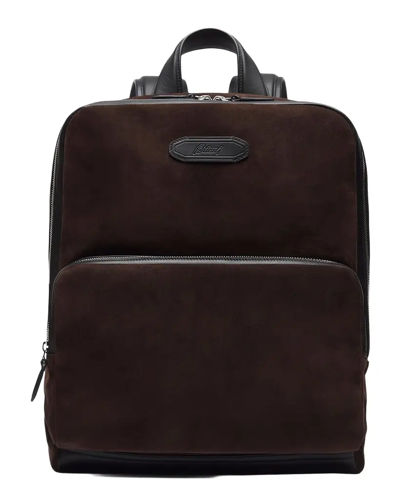 Brioni Men 's Leather-Trim Suede Backpack