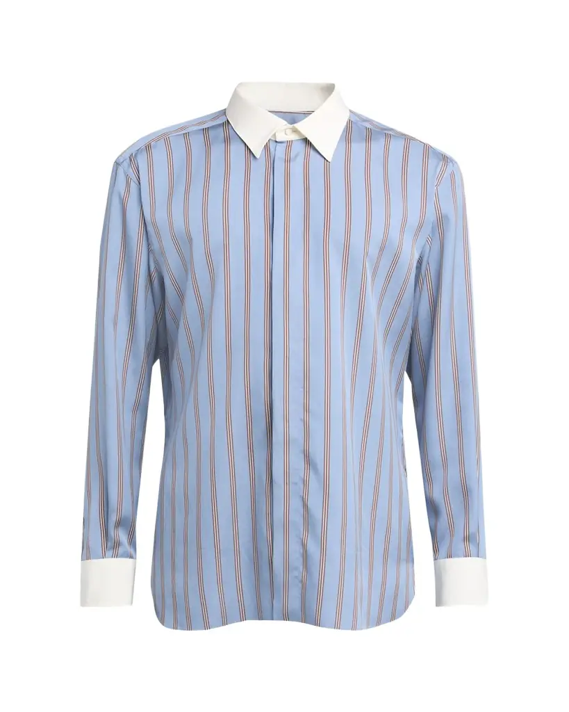 TOM FORD Men's Stripe Silk Contrast-Trim Sport Shirt