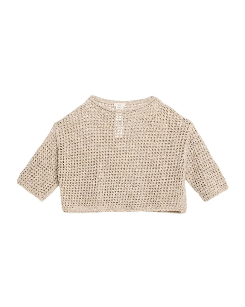 Lafayette 148 New York Oversized Open-Stitch Crop Sweater