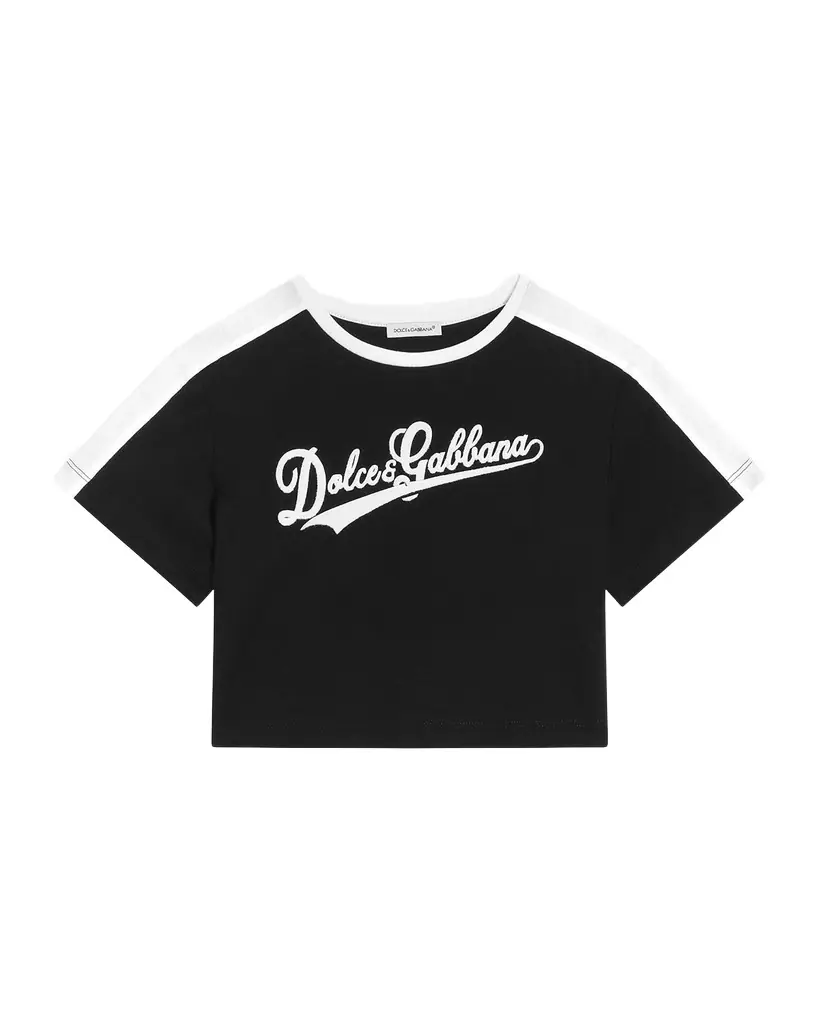 Dolce & Gabbana Girl 's Cropped Short-Sleeve Logo T-Shirt, Size -6