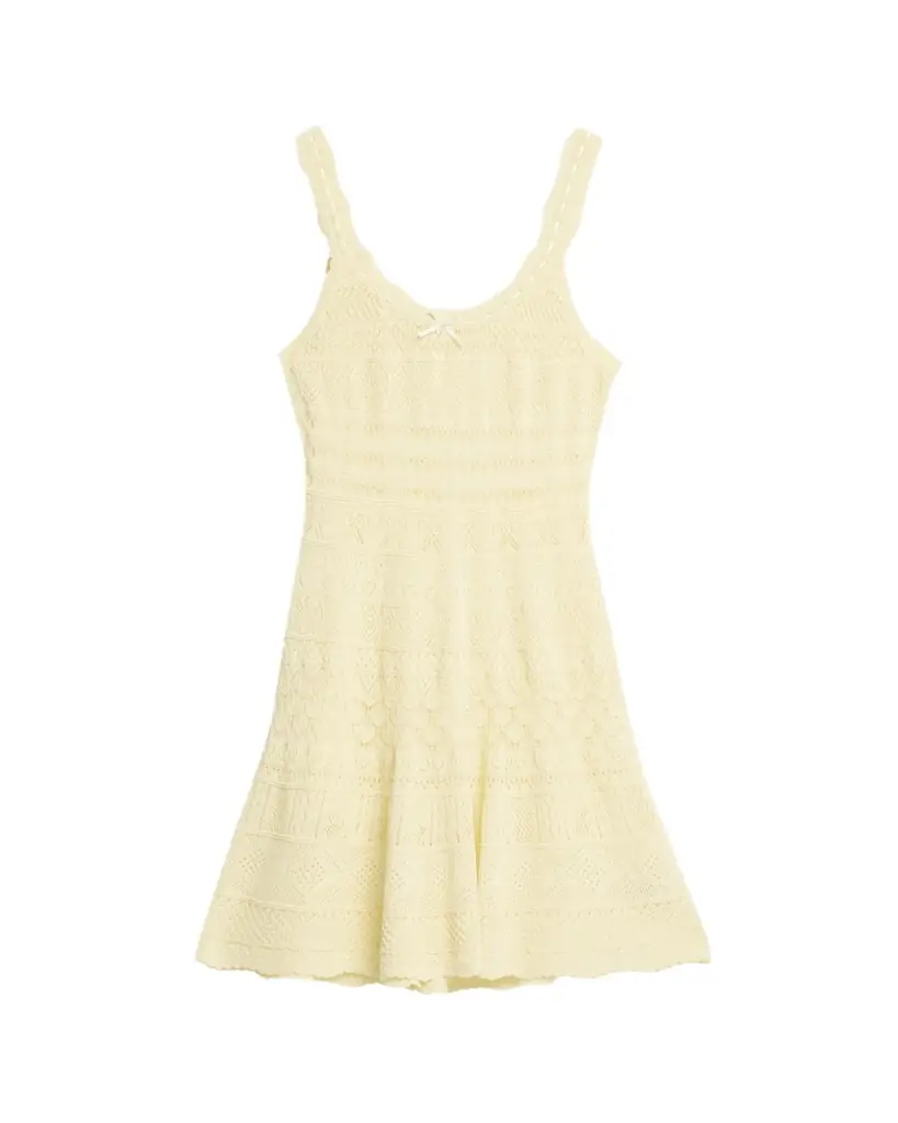 LoveShackFancy Darlena Fine Pointelle Knit Mini Dress