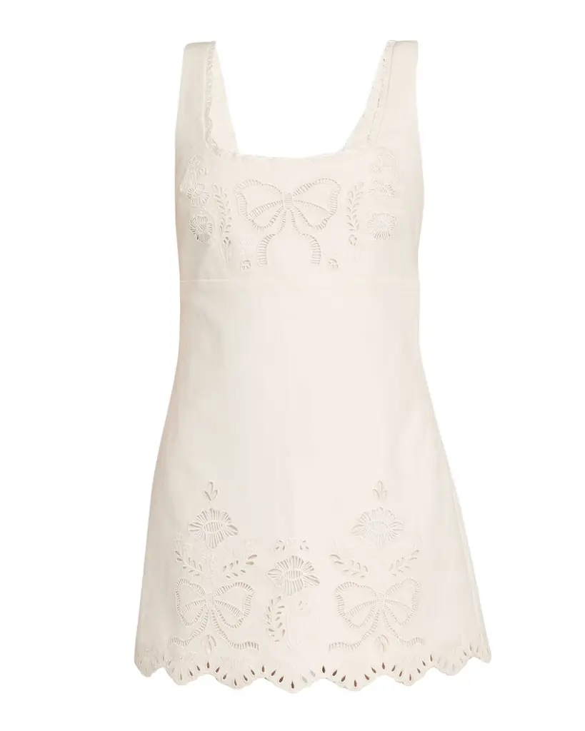 LoveShackFancy Fable Embroidered Mini Dress