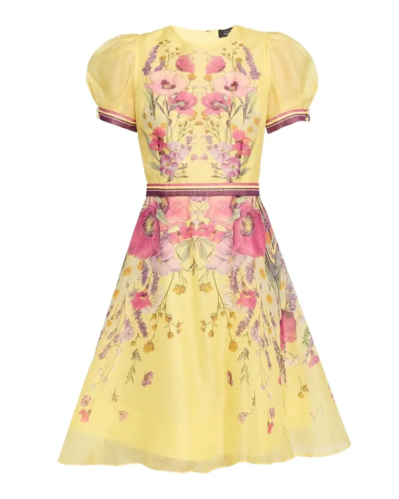 Rickie Freeman for Teri Jon Floral-Print Fit-&-Flare Mini Dress