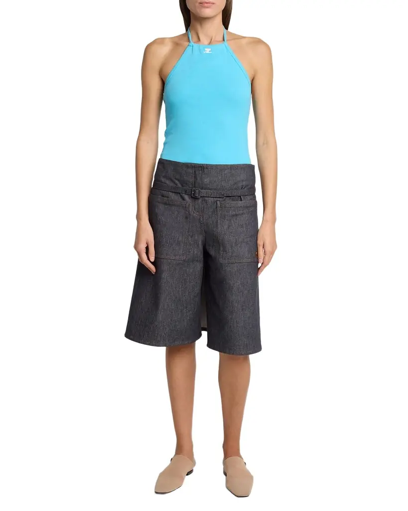 Courreges Contrast Logo Halter Tank Top