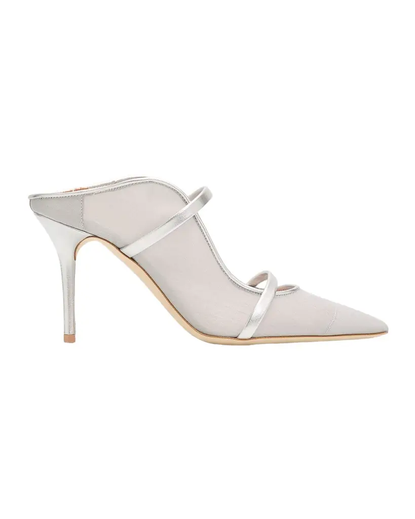 Malone Souliers 85mm Maureen Organza Mules with Double Metallic Nappa Leather Straps