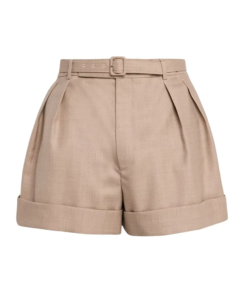 Saint Laurent Men 's Wool and Cotton Tailored-Fit Belted Shorts