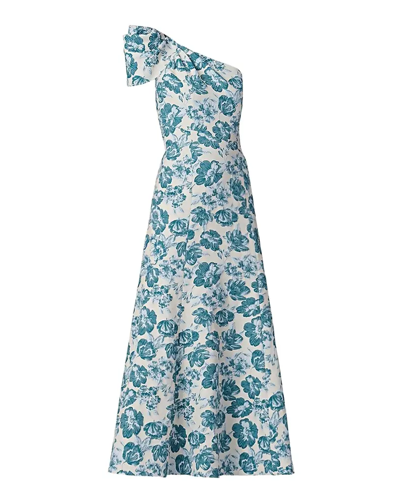 Shoshanna Lolla One-Shoulder Floral Jacquard Maxi Dress