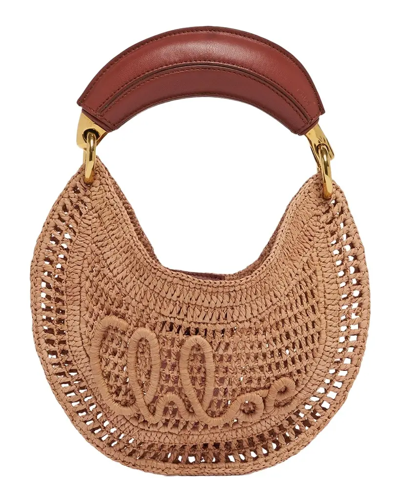 Chloe Summer Banana Mini Raffia Hobo Bag