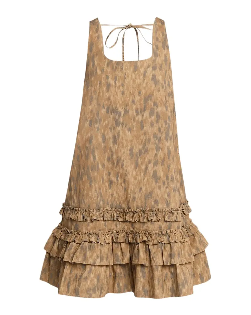 Ganni Printed Stretch-Cotton Mini Shift Dress
