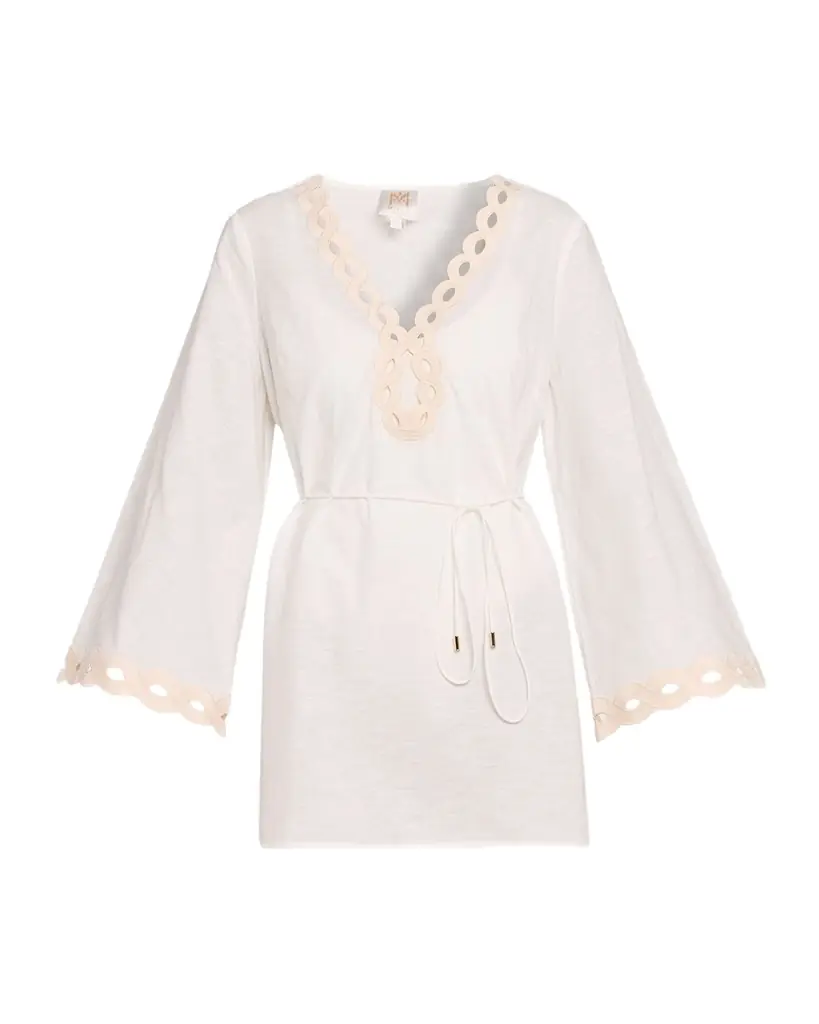 Milly Chain Embroidered Cotton-Linen Mini Dress