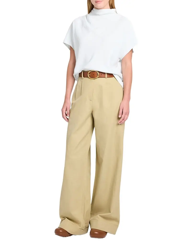 TWP Draped Mock-Neck Tee