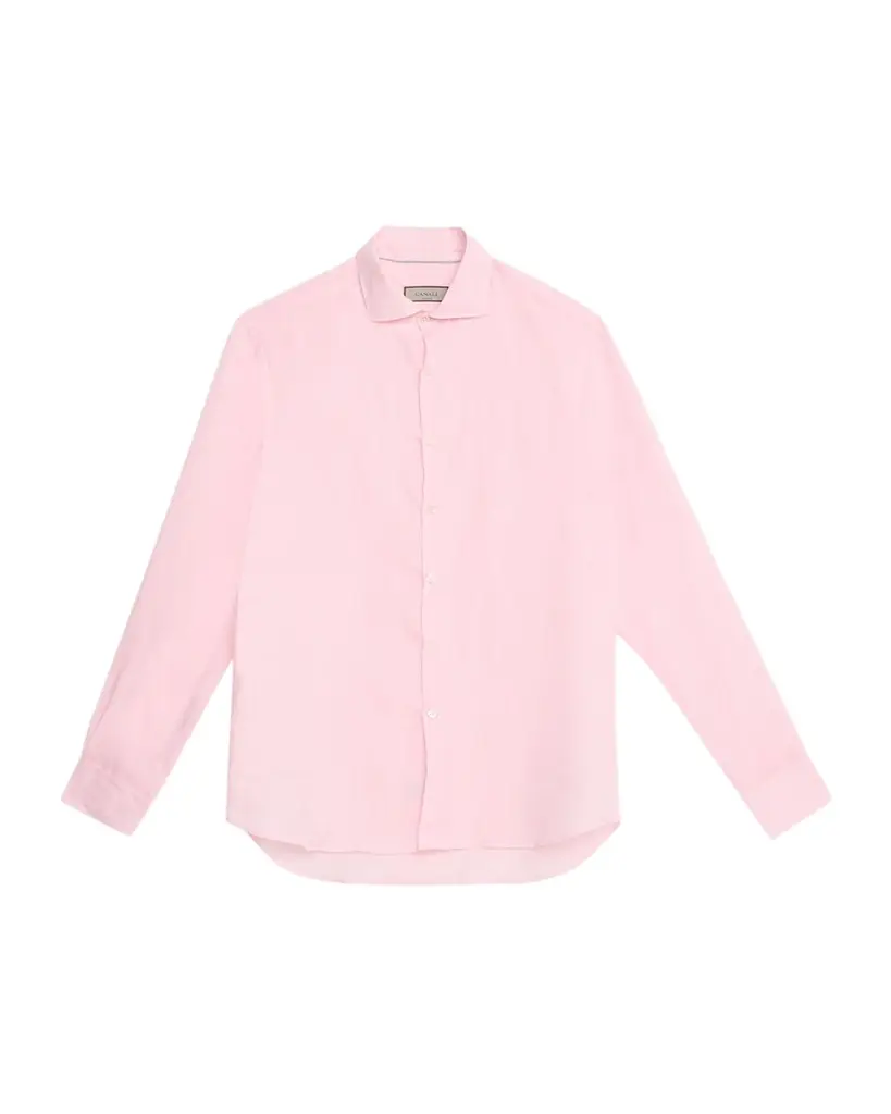 Canali Men 's Linen Solid Sport Shirt